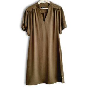 TOMMY HILFIGER | Puff Sleeve w/ Belt Flowy Light Knee Length Midi Dress Green 6